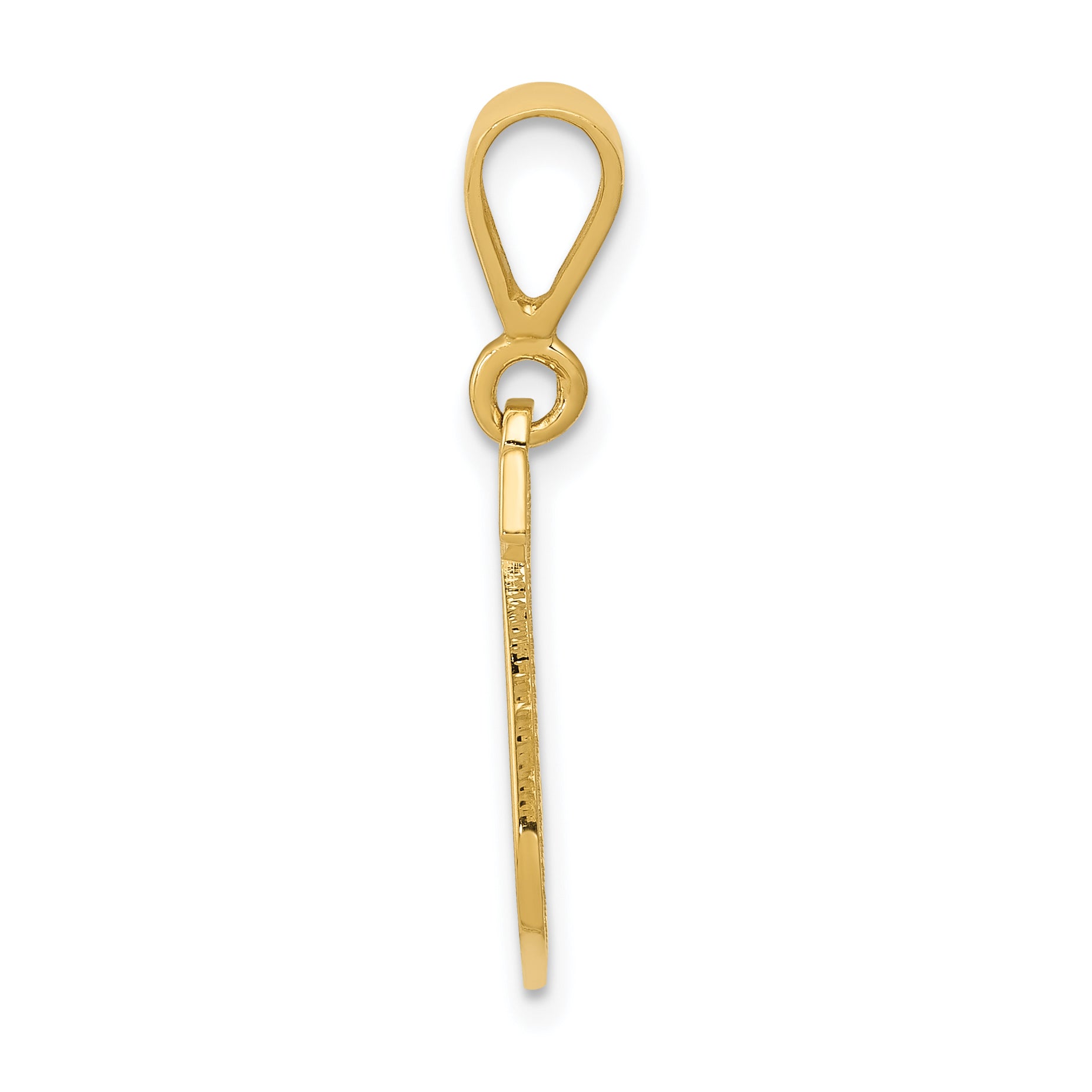 14K Yellow Gold Textured Initial J Charm