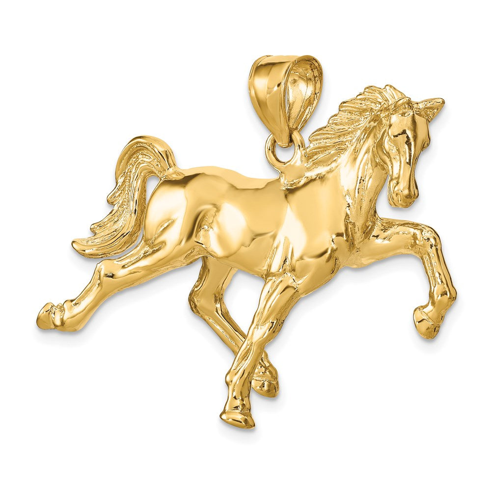 14K Yellow Gold Hollow Polished 3-D Horse Charm