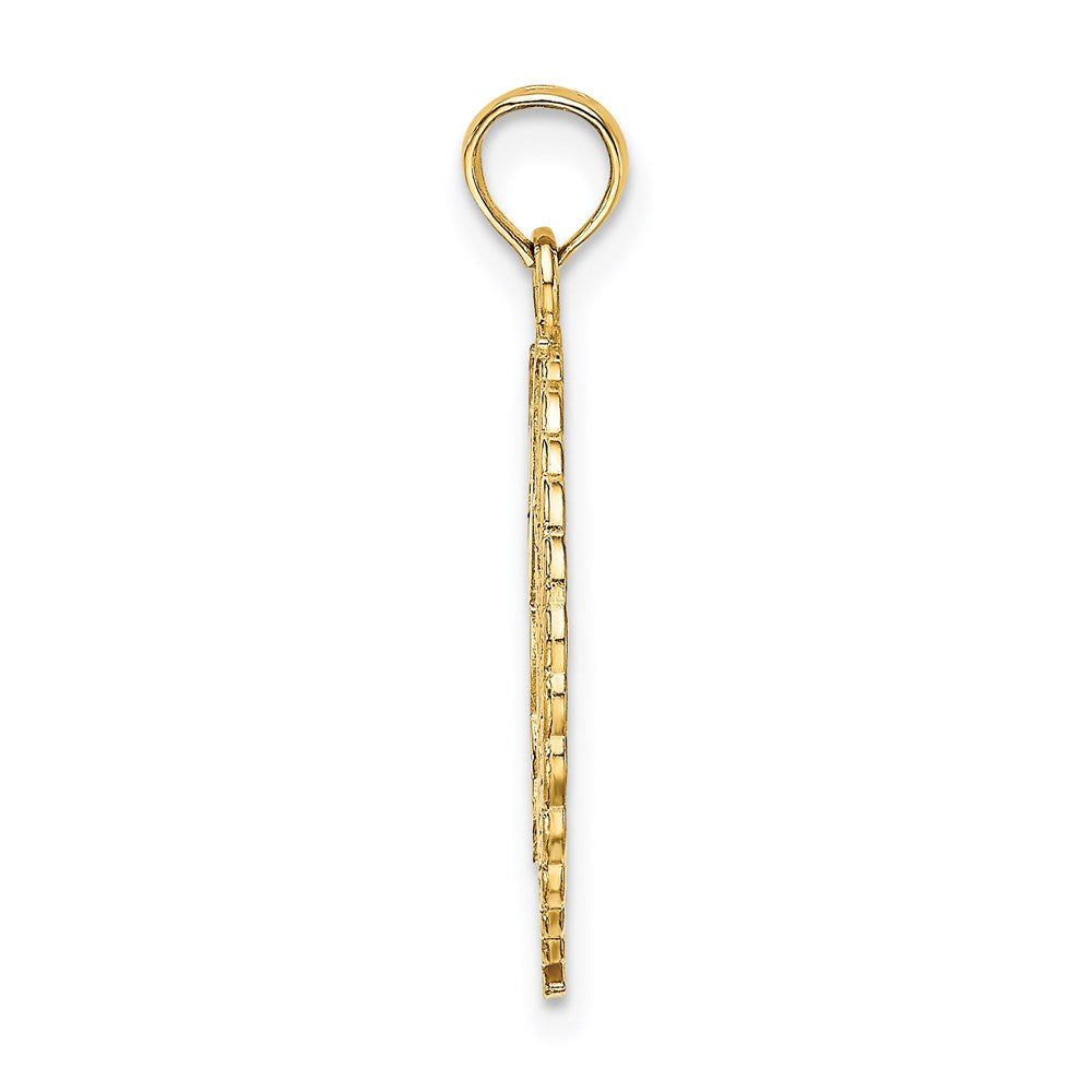14K Yellow Gold Solid Polished Framed Gymnast Charm
