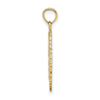 14K Yellow Gold Solid Polished Framed Gymnast Charm