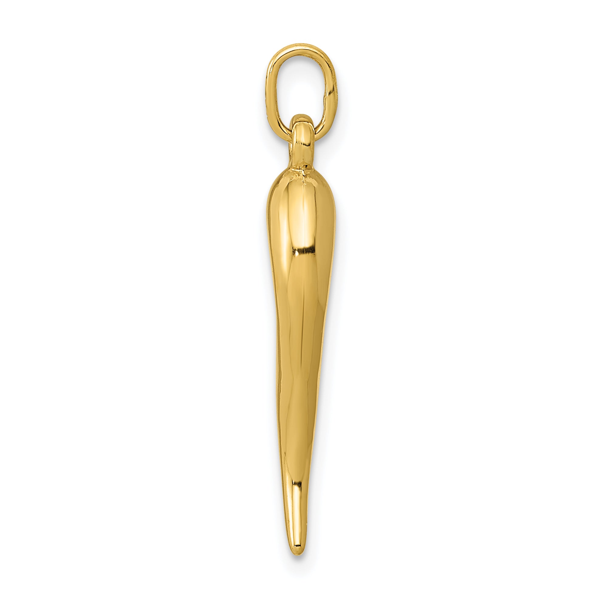 14K Yellow Gold 3D Italian Horn Charm