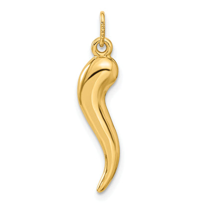 14K Yellow Gold 3D Italian Horn Charm