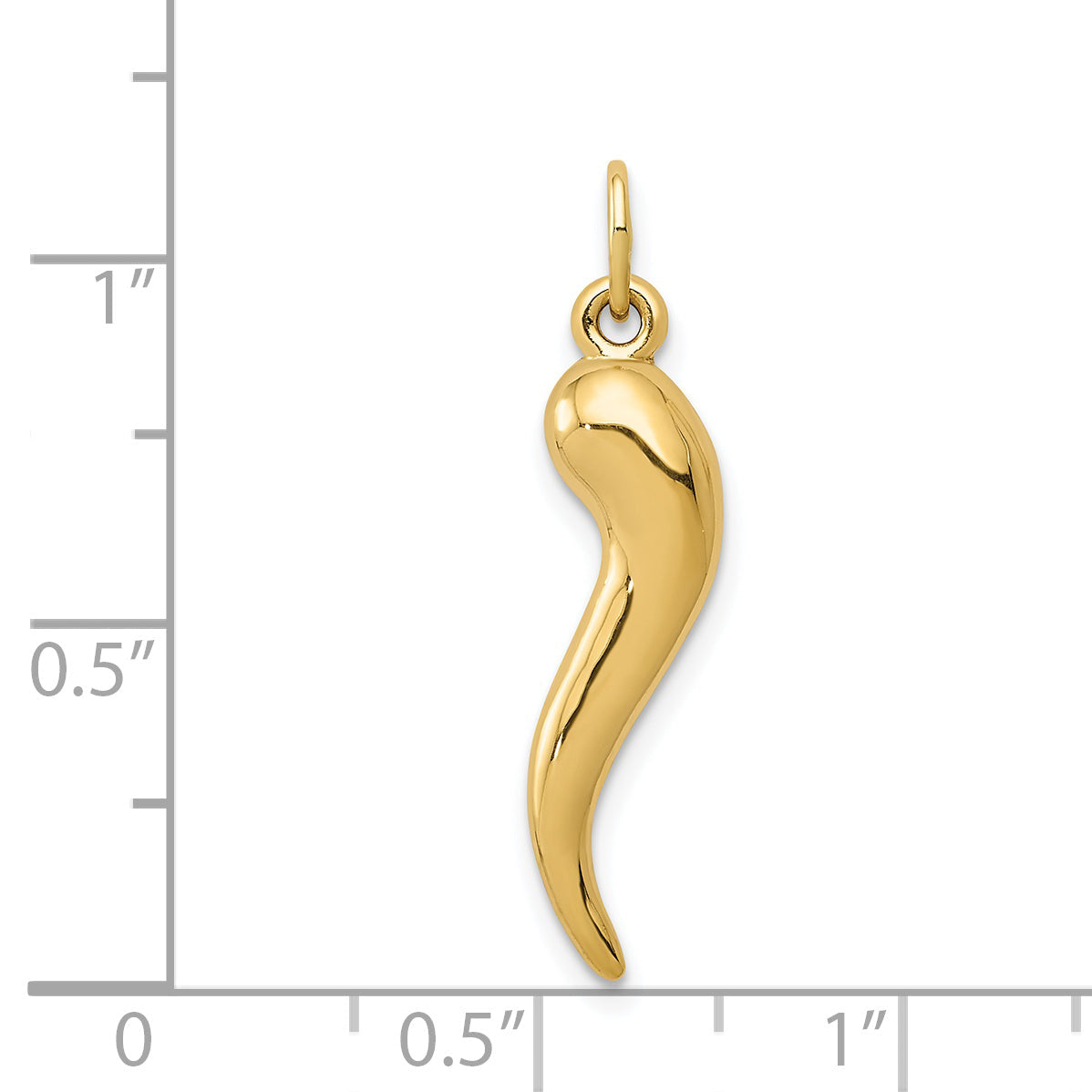 14K Yellow Gold 3D Italian Horn Charm