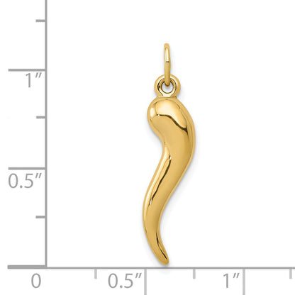 14K Yellow Gold 3D Italian Horn Charm