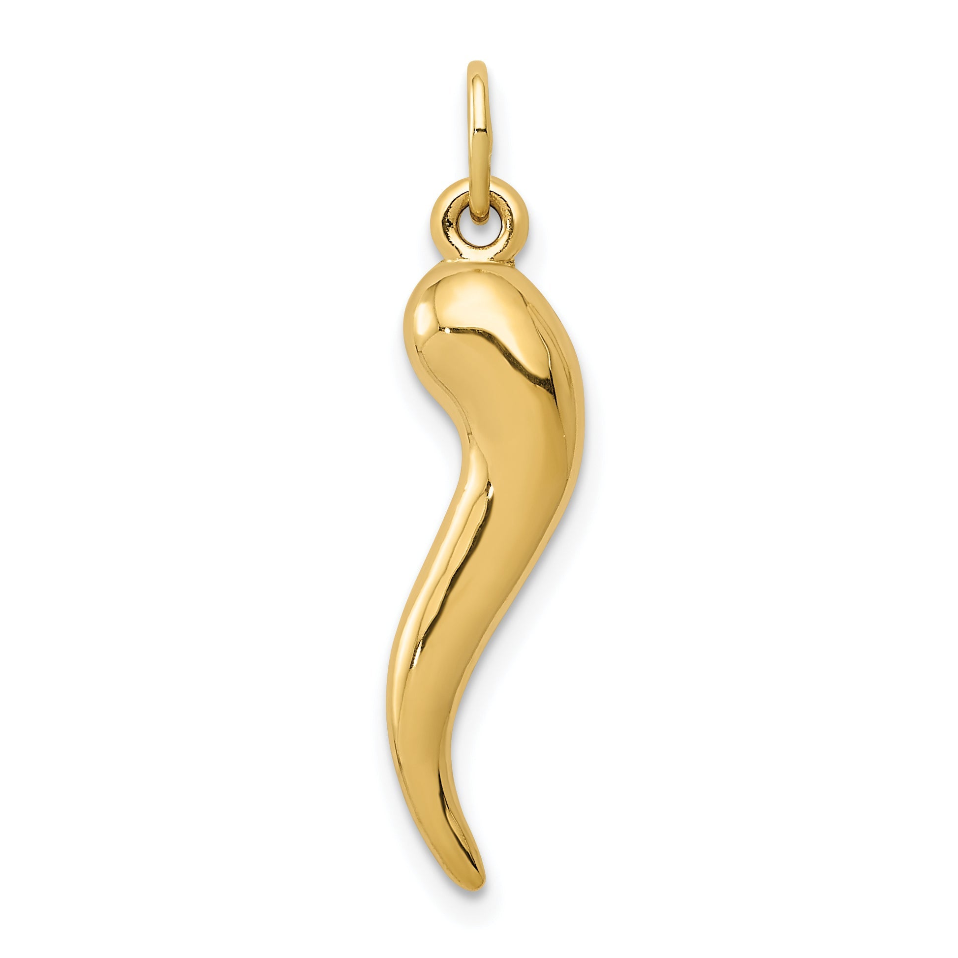 14K Yellow Gold 3D Italian Horn Charm