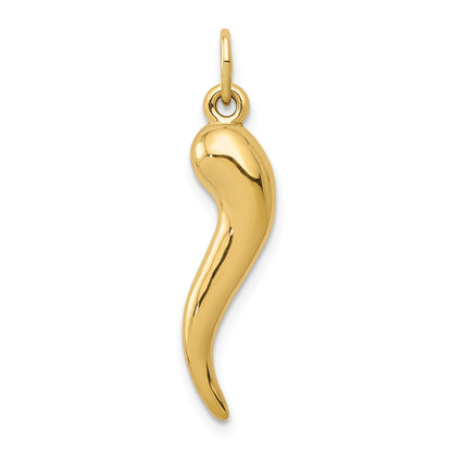 14K Yellow Gold 3D Italian Horn Charm