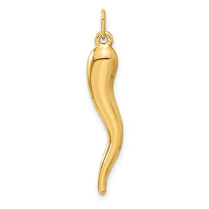 14K Yellow Gold 3D Italian Horn Charm