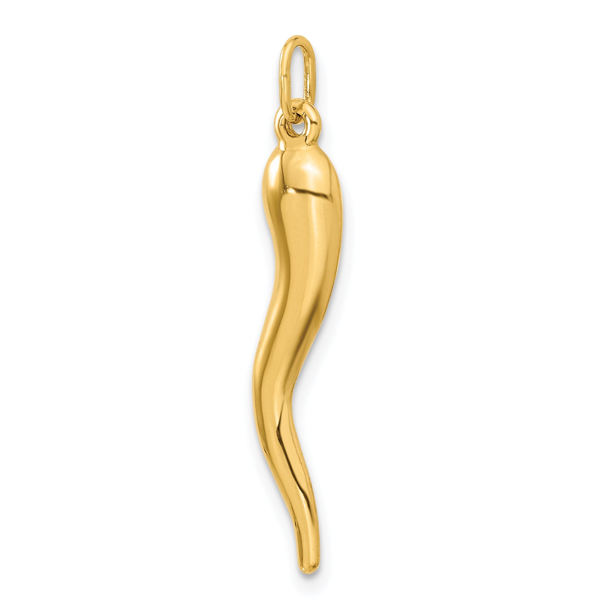 14K Yellow Gold 3D Italian Horn Charm