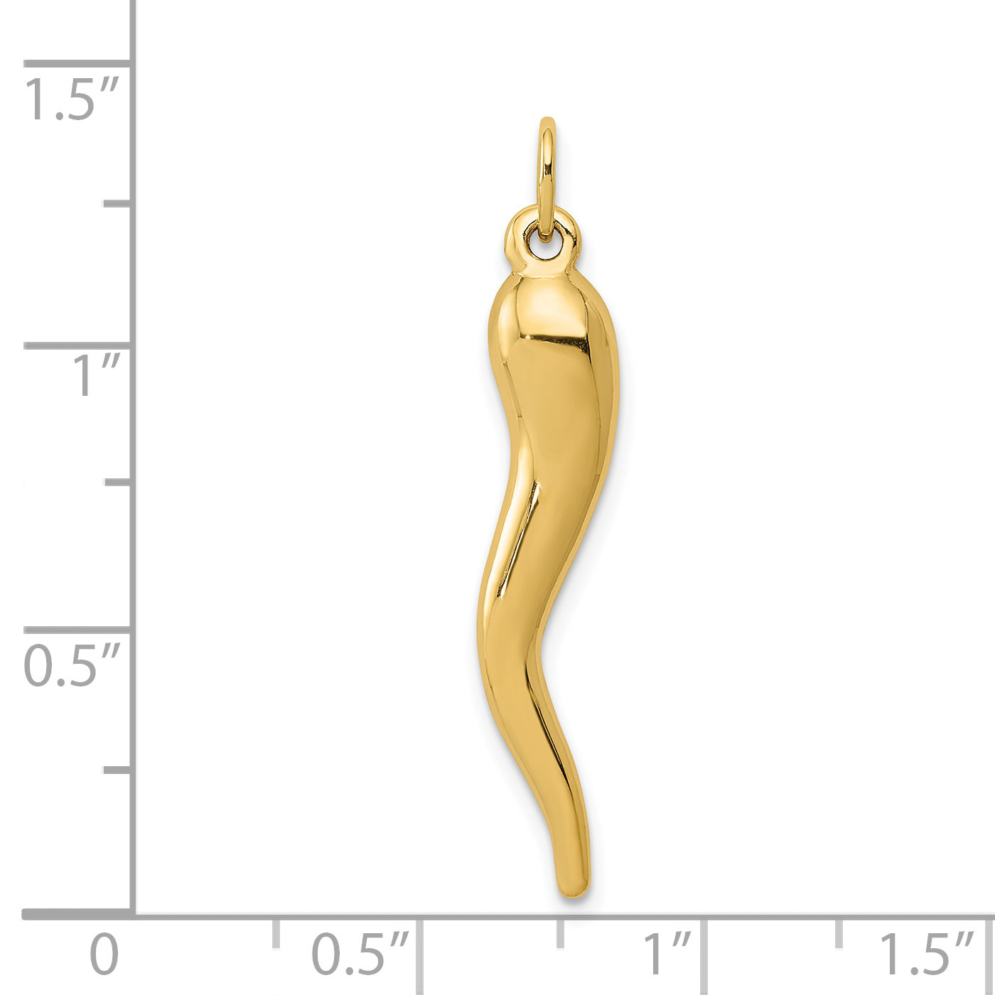 14K Yellow Gold 3D Italian Horn Charm