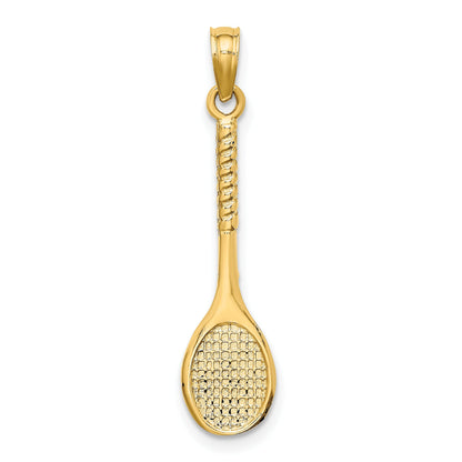 14K Yellow Gold 3-D Tennis Racquet Charm
