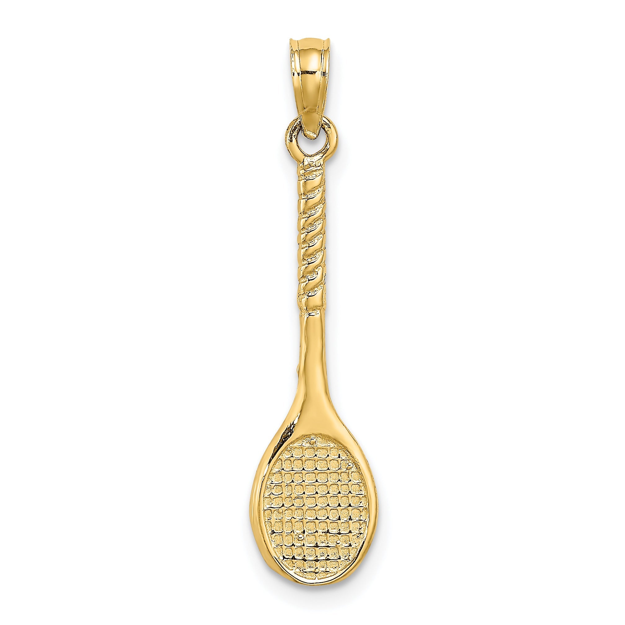 14K Yellow Gold 3-D Tennis Racquet Charm