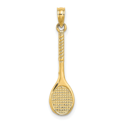 14K Yellow Gold 3-D Tennis Racquet Charm