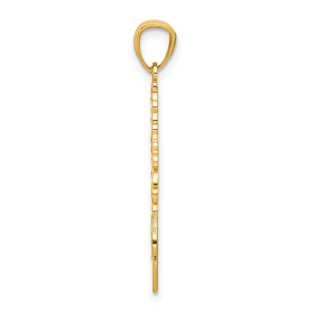 14K Yellow Gold Diamond Cut Cheerleader Charm