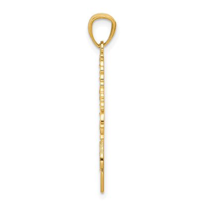 14K Yellow Gold Diamond Cut Cheerleader Charm