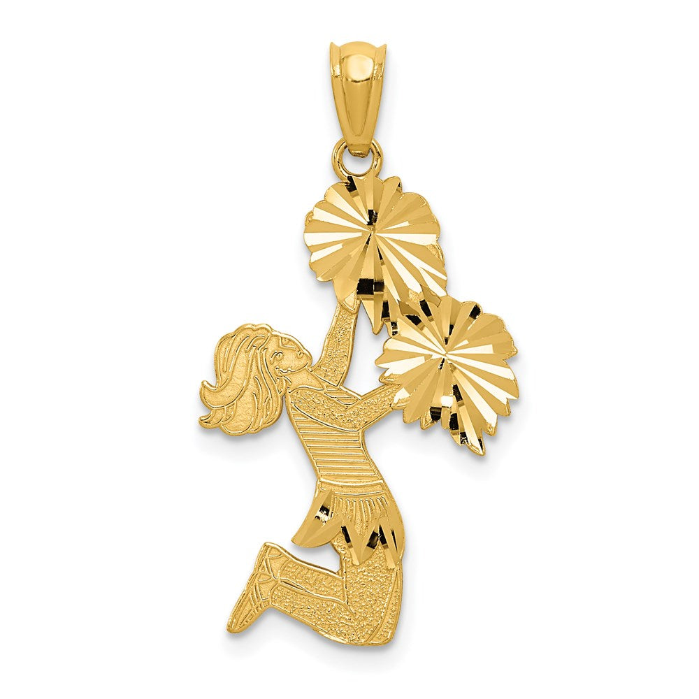 14K Yellow Gold Diamond Cut Cheerleader Charm