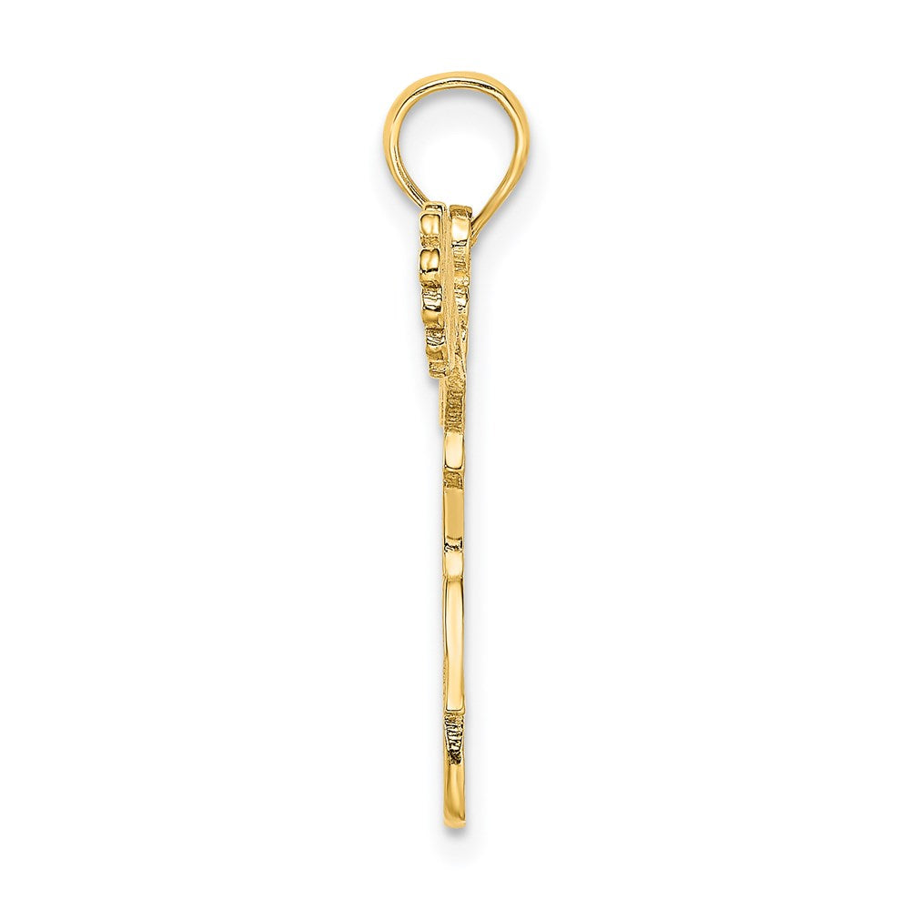 14K Yellow Gold Cheerleader Jumping With Pom-Pom'S Charm