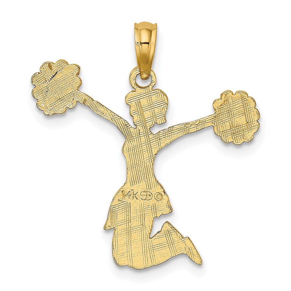 14K Yellow Gold Cheerleader Jumping With Pom-Pom'S Charm
