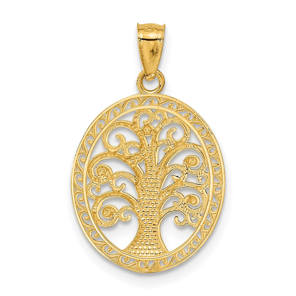 14K Yellow & Rhodium W/ Tree Of Life Pendant