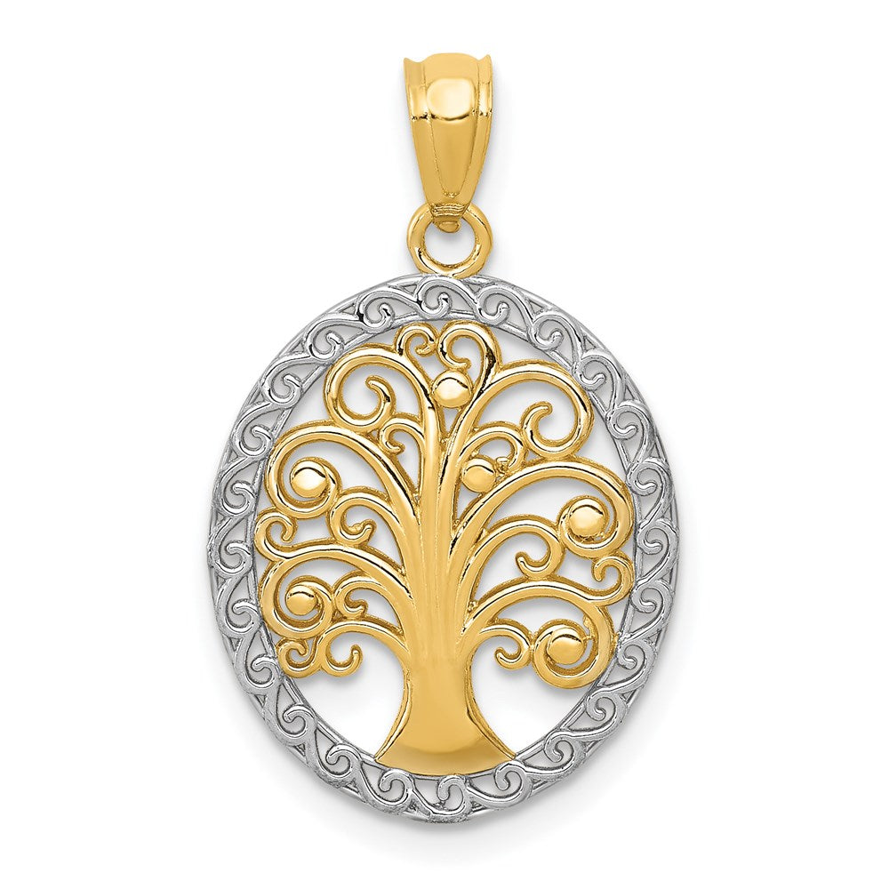 14K Yellow & Rhodium W/ Tree Of Life Pendant