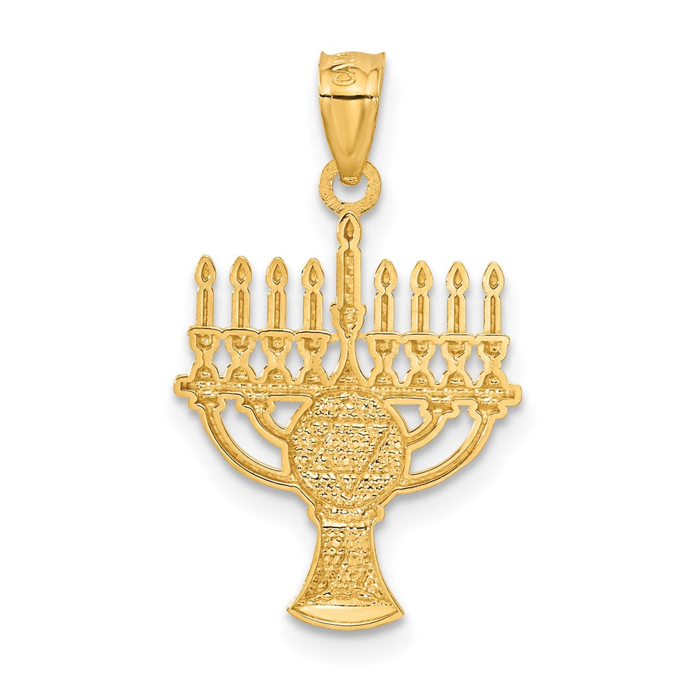 14K Yellow & Rhodium W/ White Menorah Pendant
