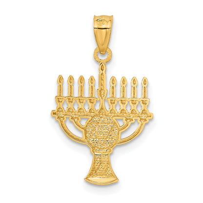 14K Yellow & Rhodium W/ White Menorah Pendant