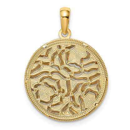 14k Yellow & Rhodium Gold White Rhodium Floral Charm