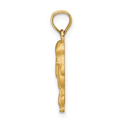 14K Yellow Gold Diamond-Cut Poodle Pendant