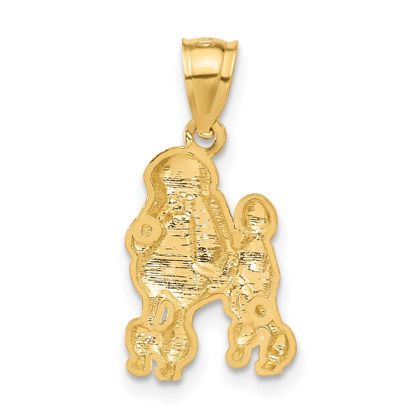 14K Yellow Gold Diamond-Cut Poodle Pendant
