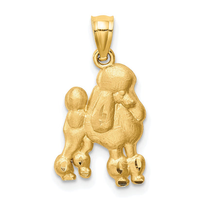 14K Yellow Gold Diamond-Cut Poodle Pendant