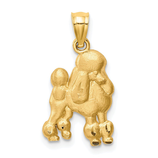 14K Yellow Gold Diamond-Cut Poodle Pendant