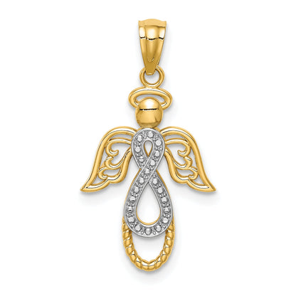 14K Yellow & Rhodium W/Rhodium Infinity Angel Pendant
