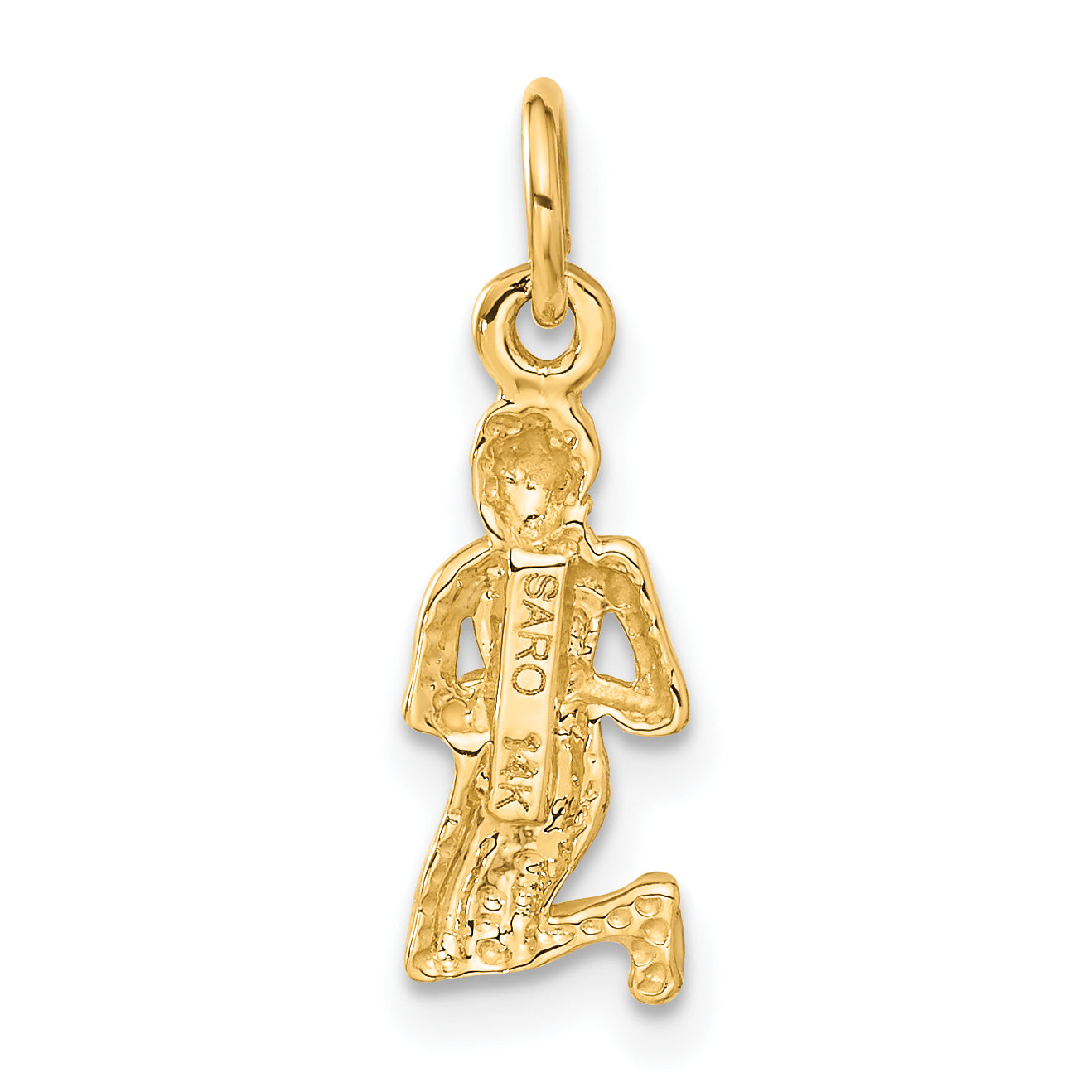 14K Yellow Gold Satin Diamond-Cut Virgo Zodiac Charm