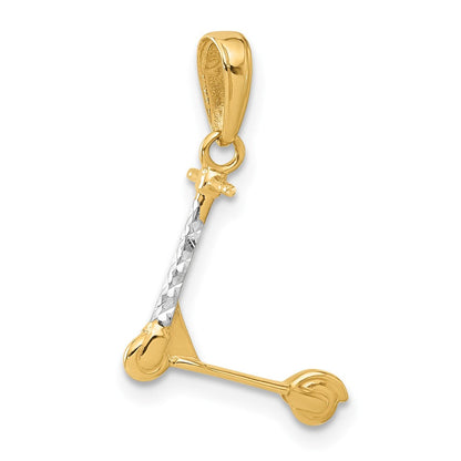 14K Yellow & Rhodium and White Rhodium D/c 3D Scooter Pendant