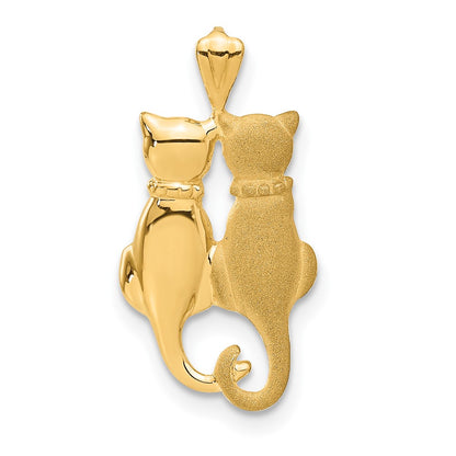 14K Yellow Gold Satin And Polished Cats Pendant