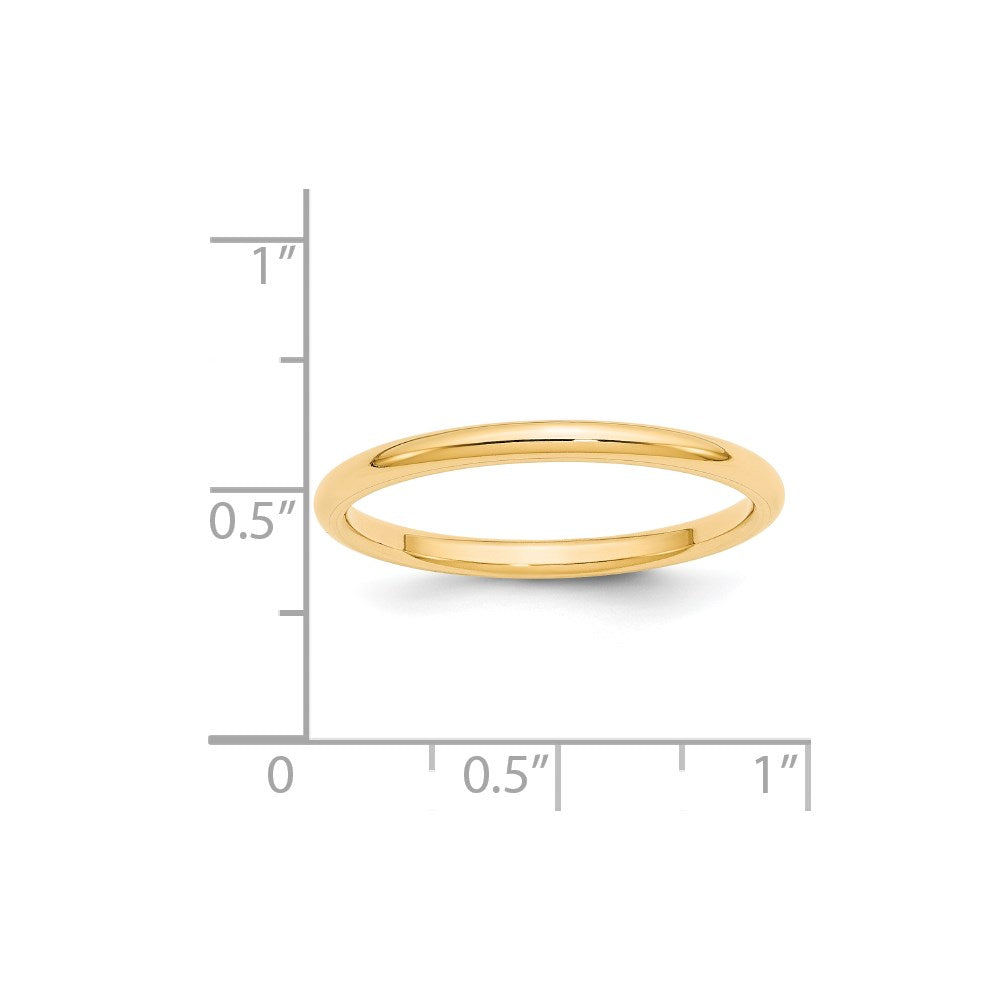 14k Yellow Gold 2mm Standard Weight Comfort Fit Wedding Band Ring