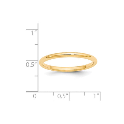 14k Yellow Gold 2mm Standard Weight Comfort Fit Wedding Band Ring