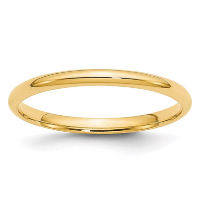 18k Yellow Gold 2mm Lightweight Comfort Fit Wedding Band Ring