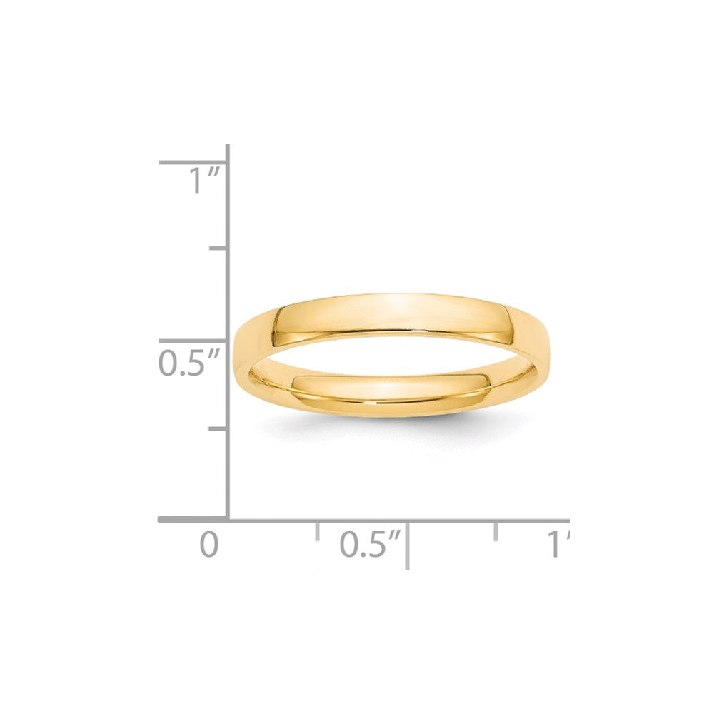 18k Yellow Gold 3mm Lightweight Comfort Fit Wedding Band Ring