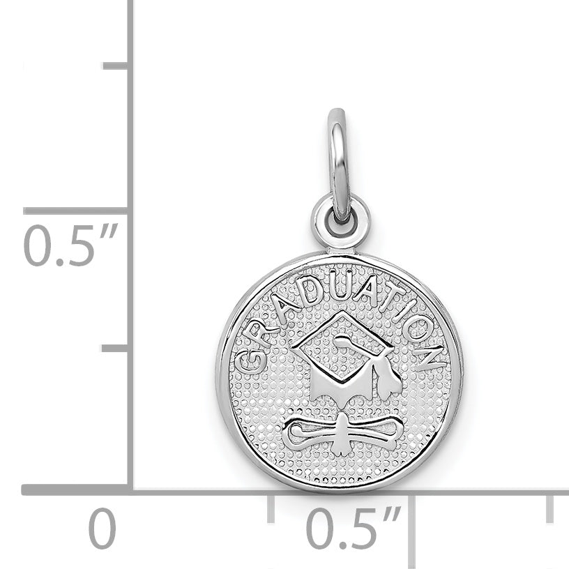 14K White Gold Polished Graduation Disc Charm