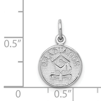 14K White Gold Polished Graduation Disc Charm