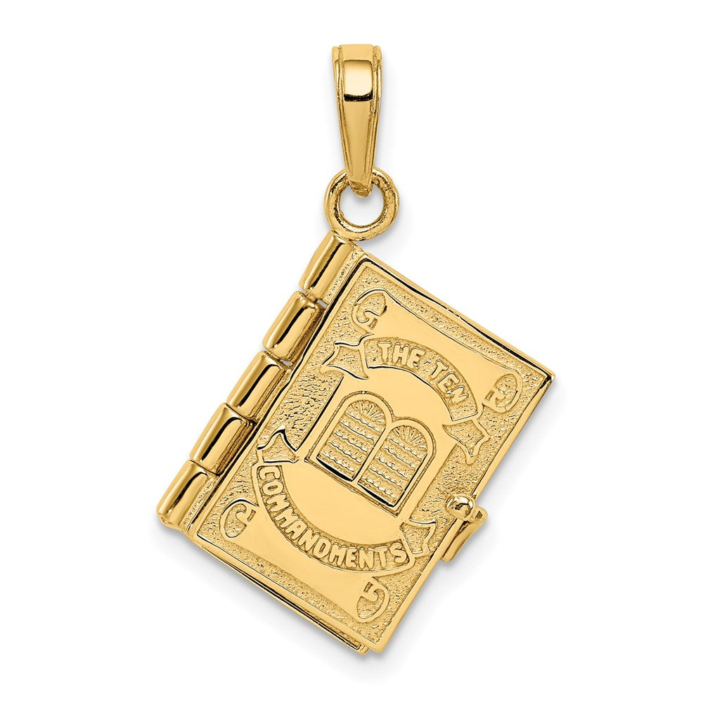14K Yellow Gold 3D Ten Commandments Bible Pendant
