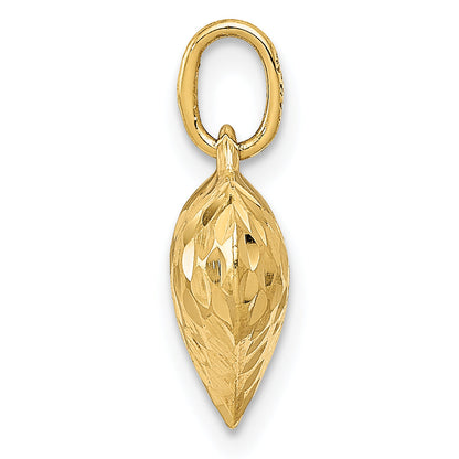 14K Yellow Gold Polished And Textured 3-D Heart Pendant