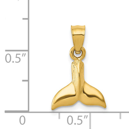 14K Yellow Gold 3D Whale Tail Pendant