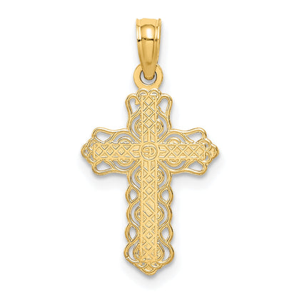 14K Yellow Gold Budded Cross Charm