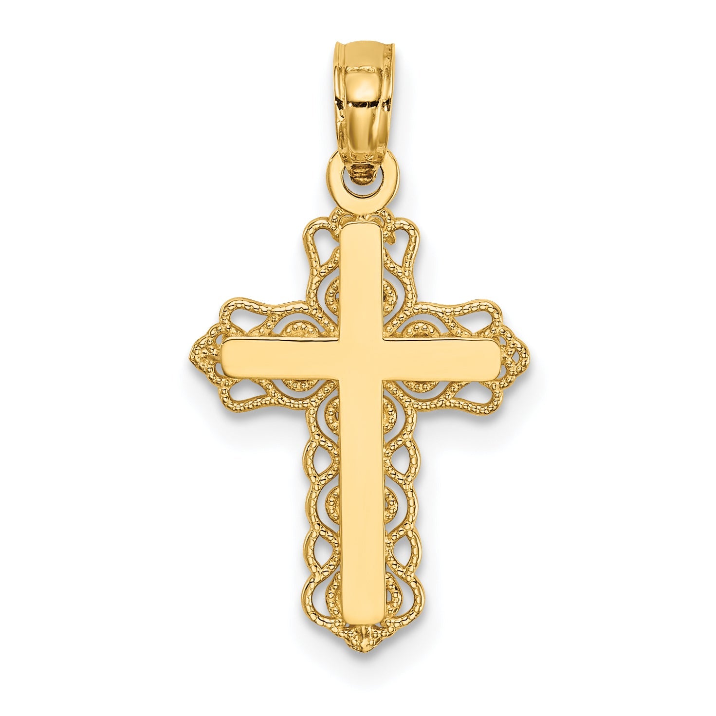 14K Yellow Gold Budded Cross Charm