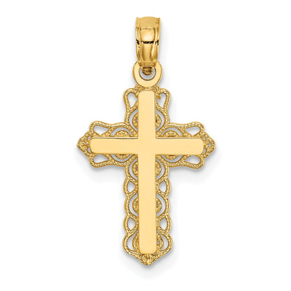 14K Yellow Gold Budded Cross Charm