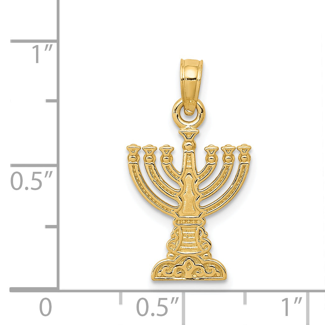 14K Yellow Gold Menorah Pendant