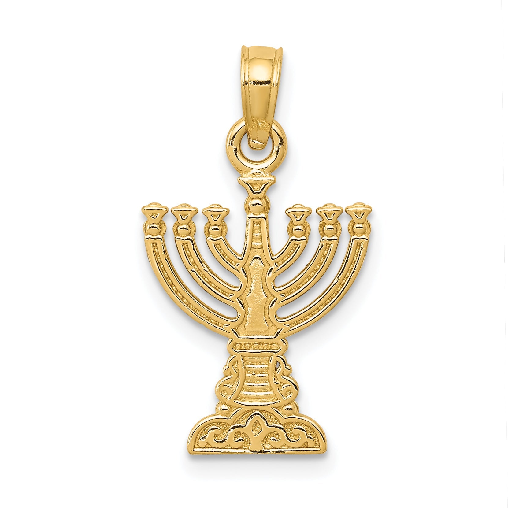 14K Yellow Gold Menorah Pendant