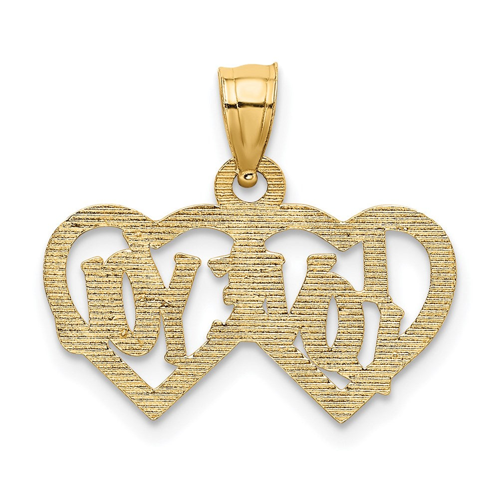 14K Yellow Gold I Love You Double Heart Charm