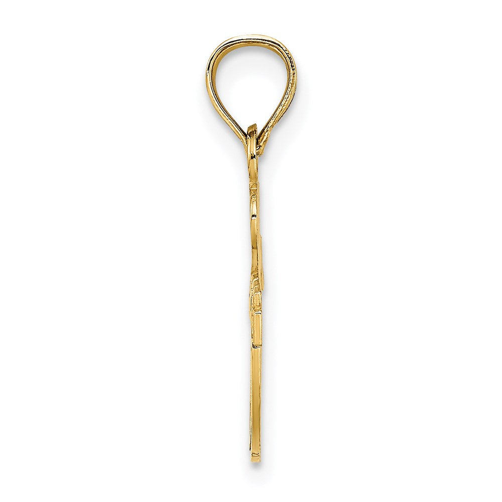 14K Yellow Gold I Heart Football Charm